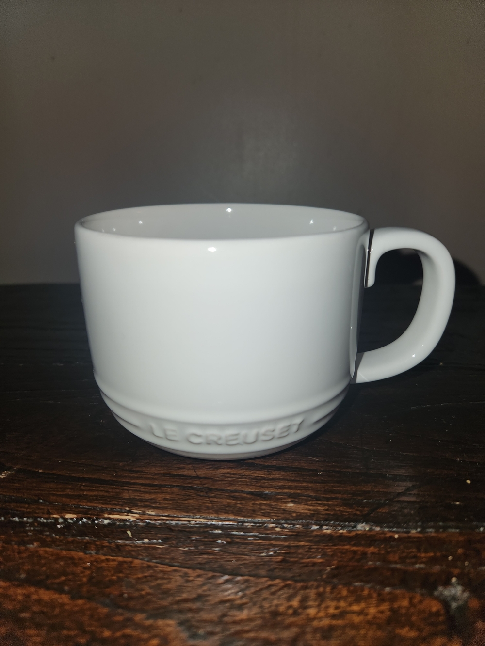 Le Creuset White Ceramic Mug with Embossed Logo